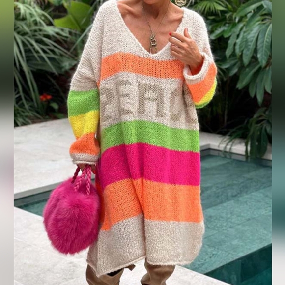 Vivid Block Sweater Dress - Mocha - Picture 3 of 7